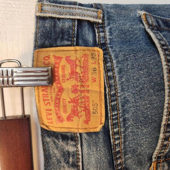 Levi's 505 Regular Straight Leg Denim Jeans - Classic Blue- worn look-36x32 - Picture 4 of 8